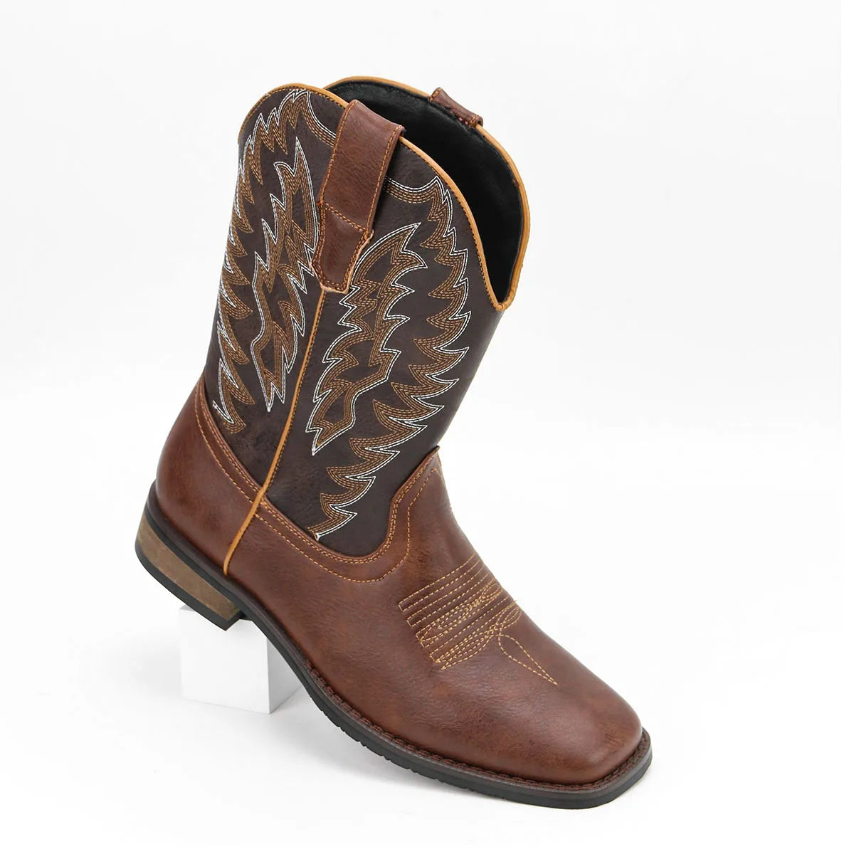Mens Desert Cowboy Boots Square Toe Phoenix Embroidered Western Boots
