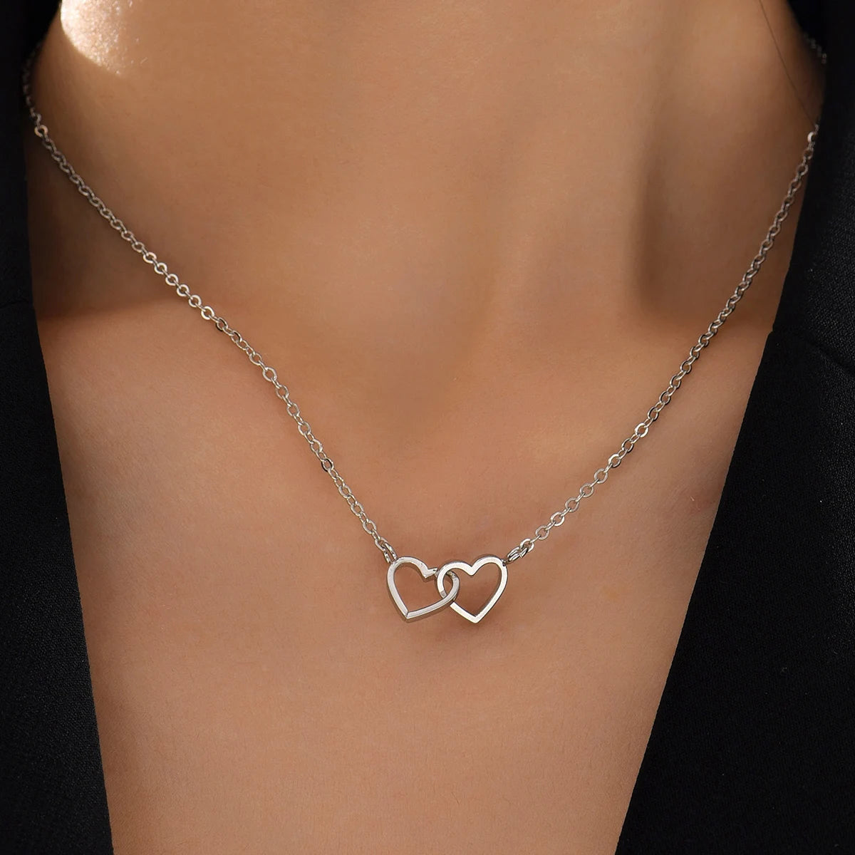 CN Zhejiang Tiny Hollow Heart Chain Necklace For Women