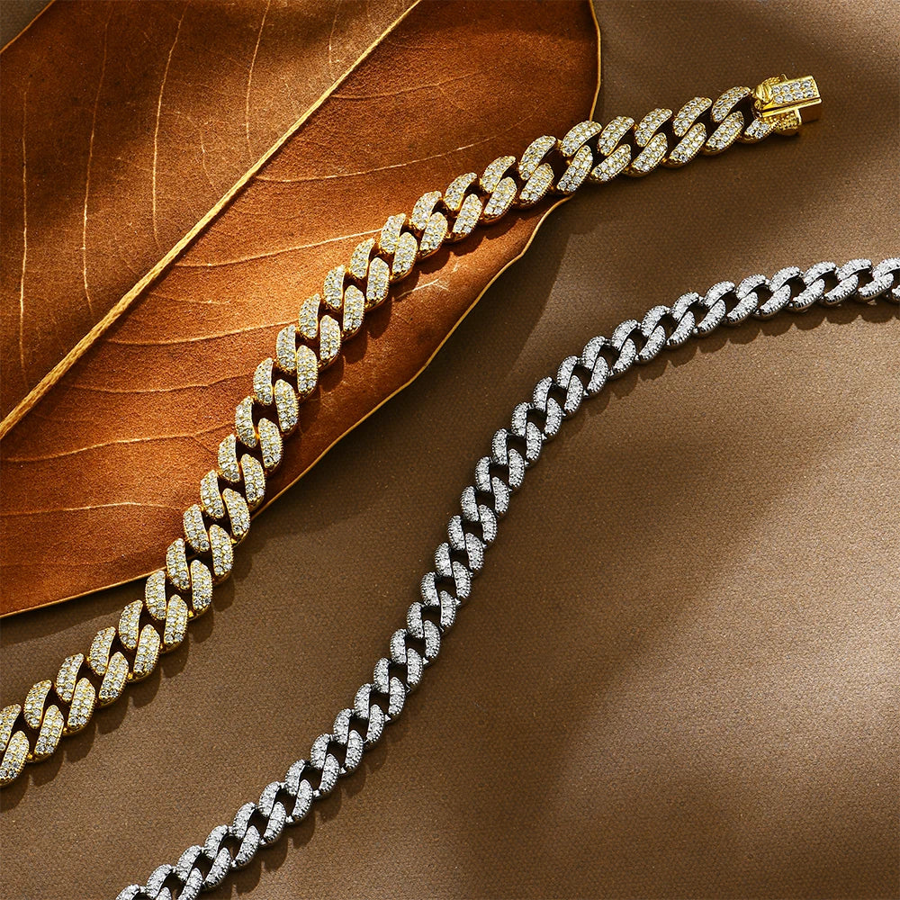 Attagems Moissanite Cuba Chain S925 Silver Bracelet