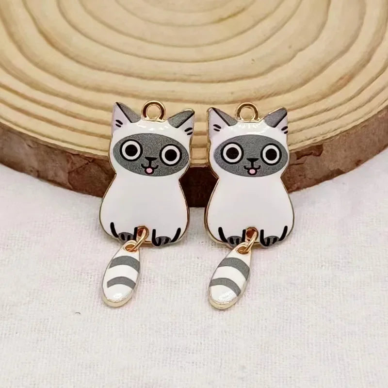 Charms Enamel Cat Charms for Jewelry Making Pendants