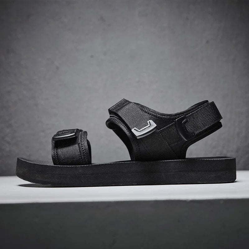 Sanzoog Men Velcro Sandals Adjustable Flat For Wide Foot