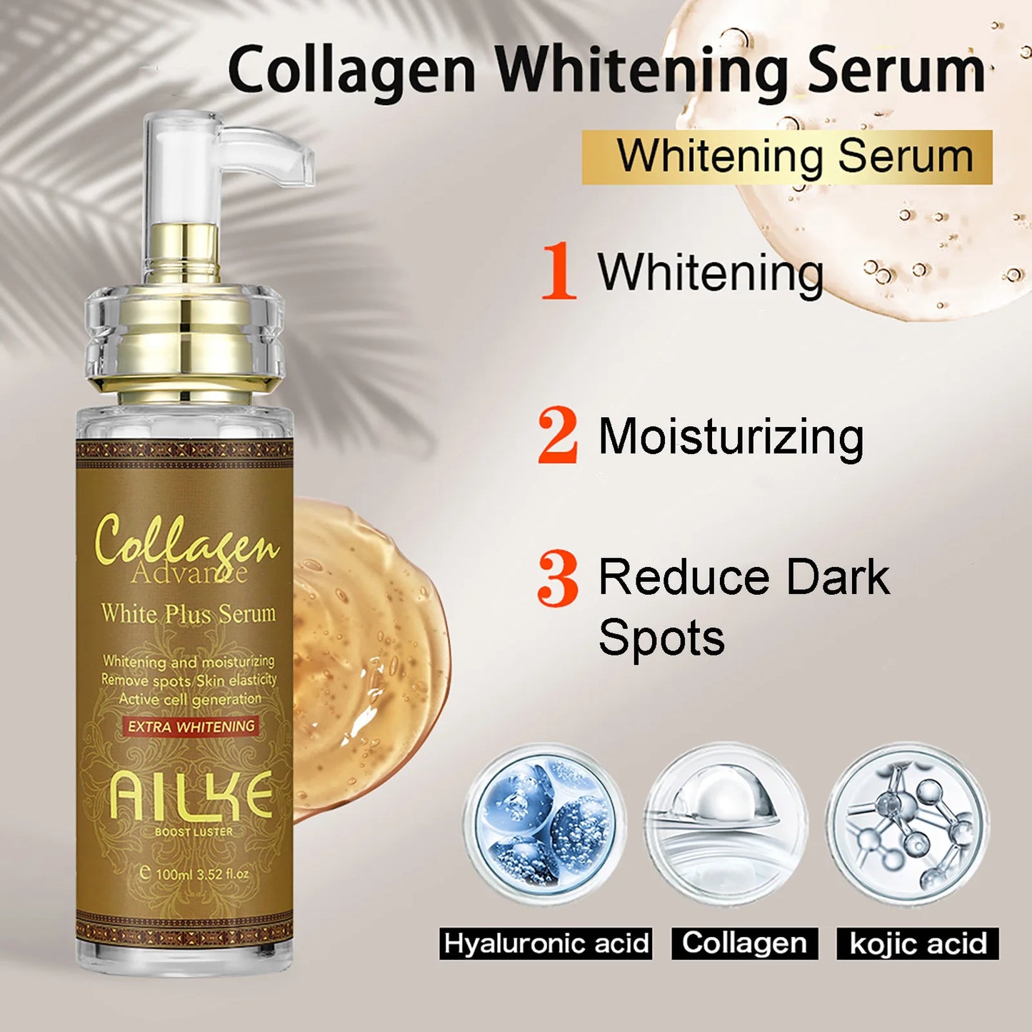 AILKE Hydrating Brightening Serum With Collagen Glutathione For Face