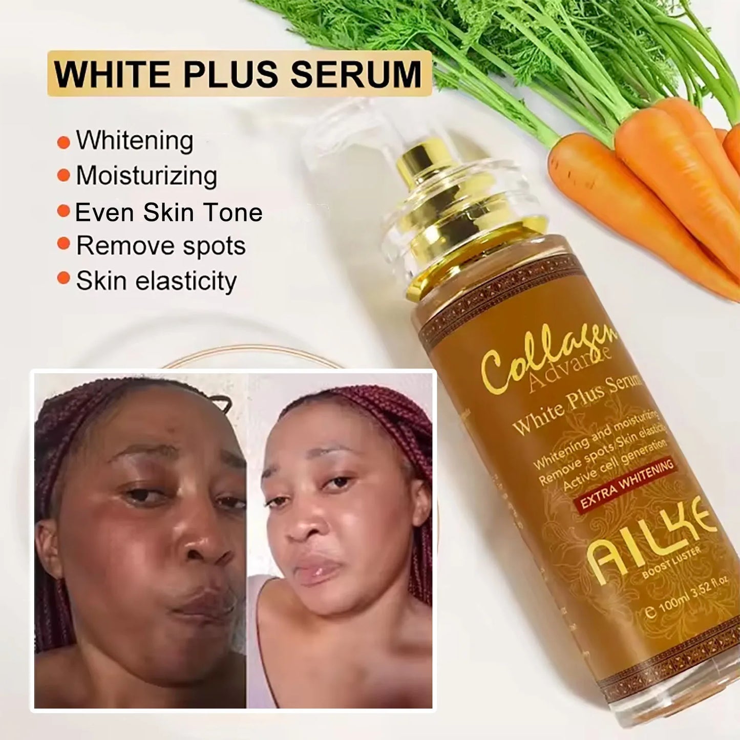 AILKE Hydrating Brightening Serum With Collagen Glutathione For Face