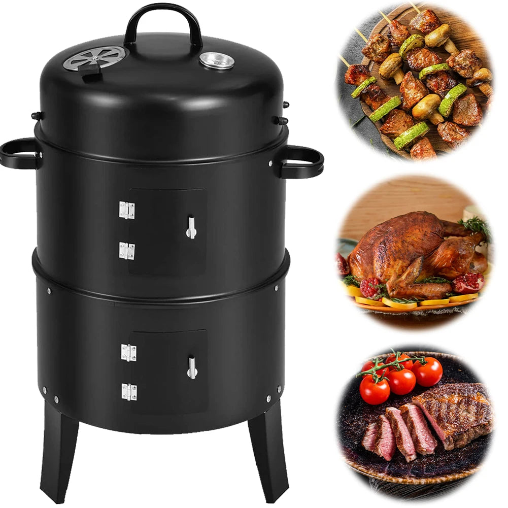 Shunmaii Vertical Charcoal BBQ Smoker With Built In Thermometer