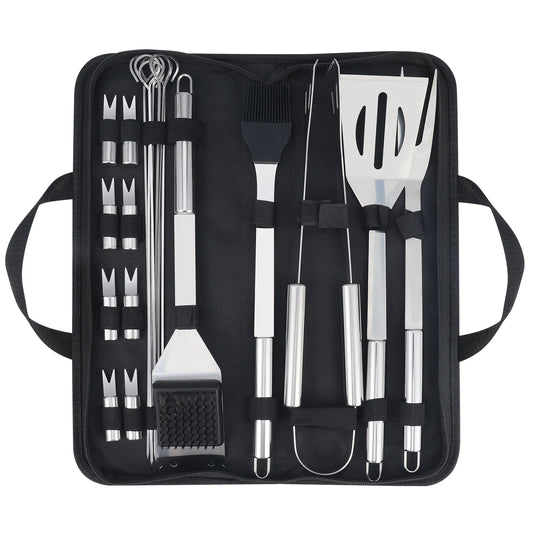 20Pcs Barbecue Utensil Set Heavy Duty Stainless Steel Grill Tools