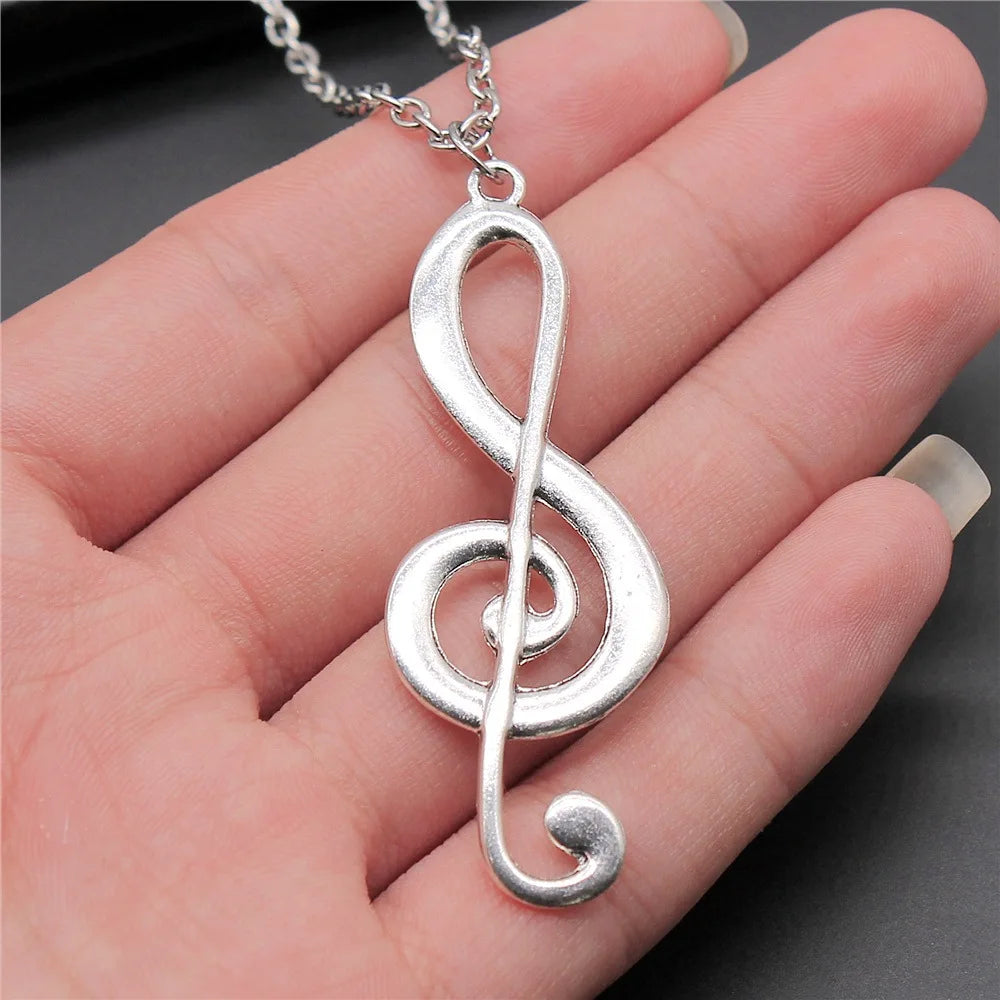 IFOCUSCN Vintage Musical Note Pendant Necklace Women Men