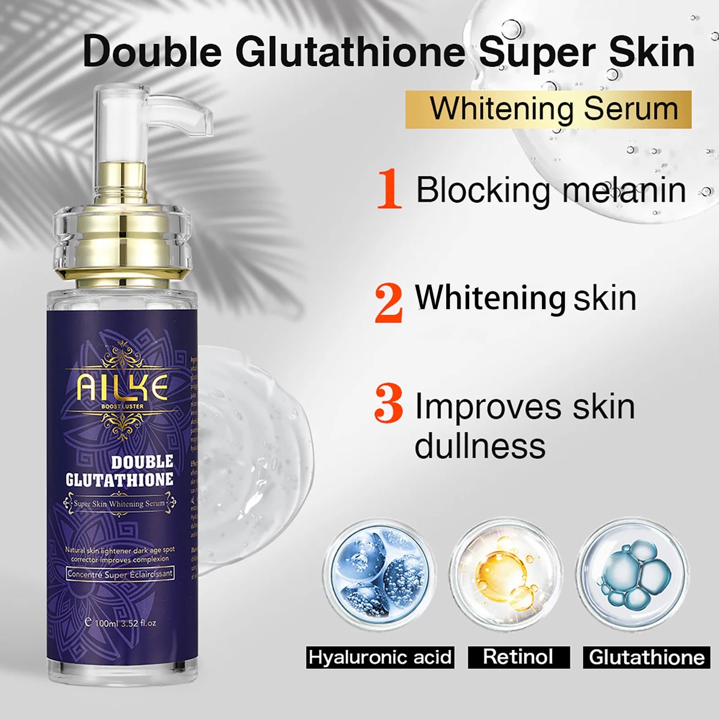 AILKE Hydrating Brightening Serum With Collagen Glutathione For Face