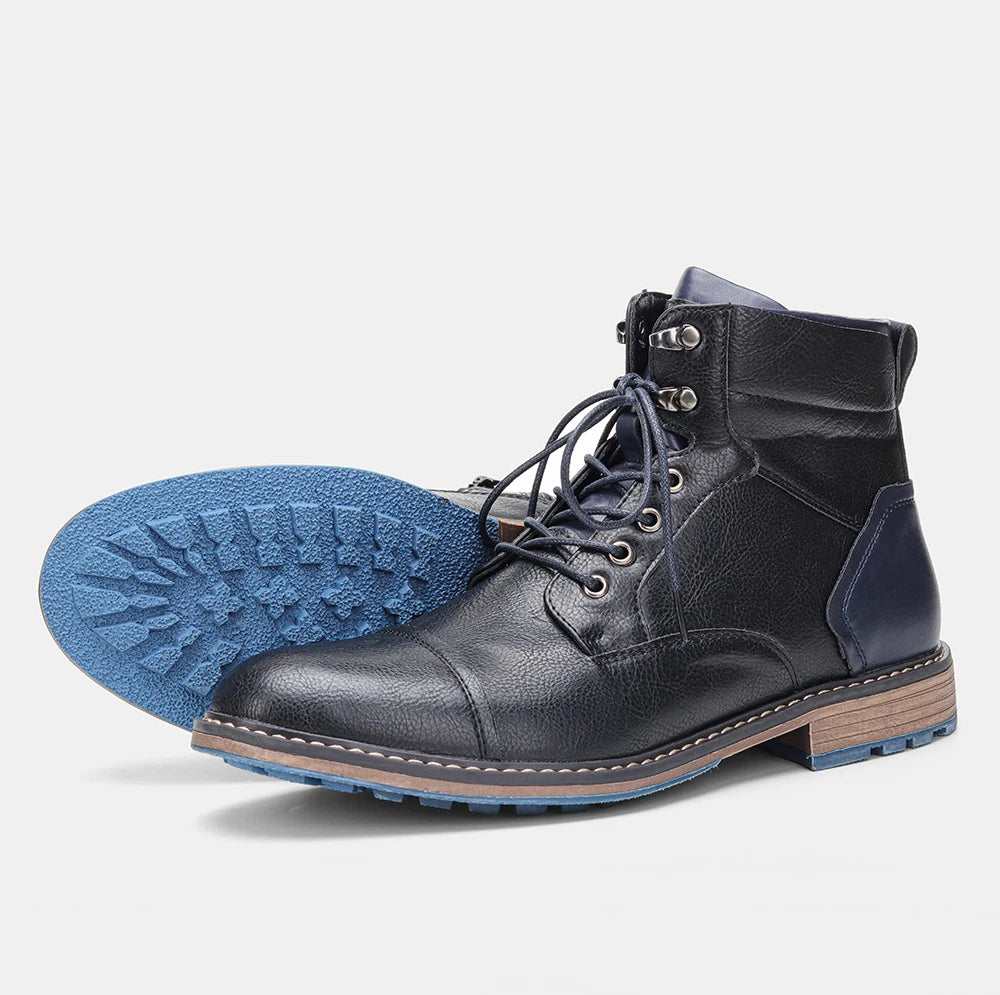 HecraftedCN Retro Leather Men Boots For Spring Season Comfort