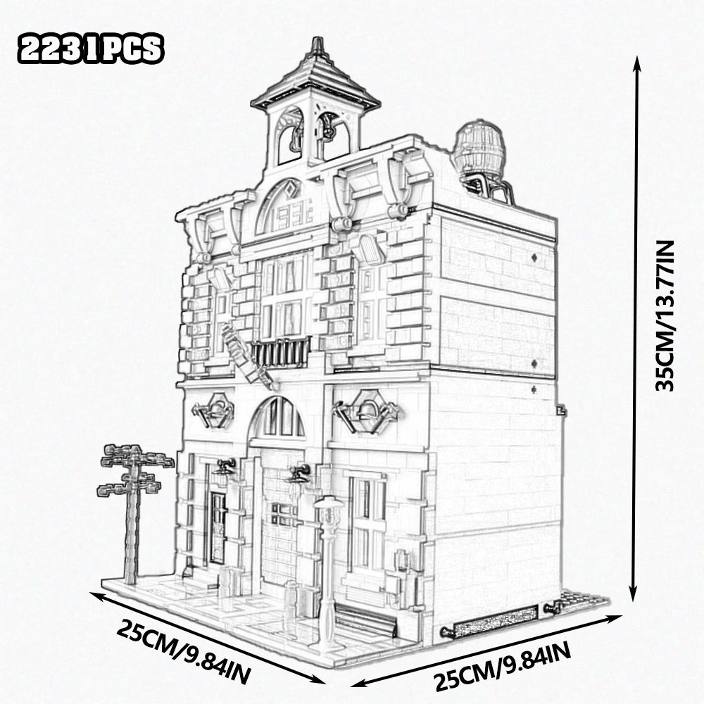 Town Hall Tudor Corner Brick Building Blocks Set For Kids