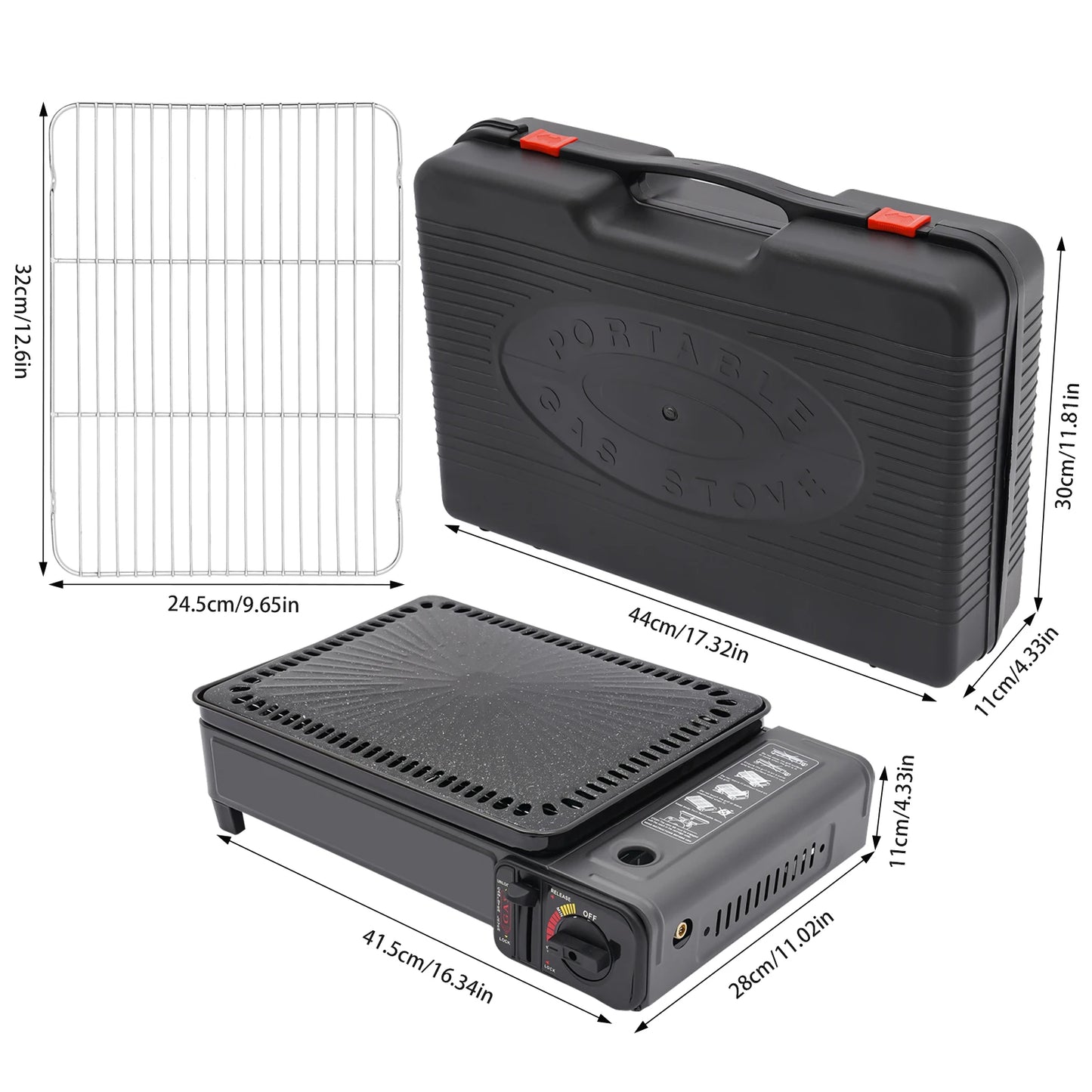 NONECN Portable Butane Camping Grill Stove With Grilling Net