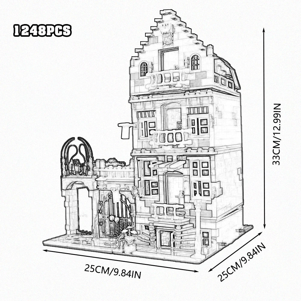 Town Hall Tudor Corner Brick Building Blocks Set For Kids