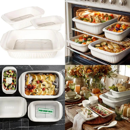 Oven Safe Ceramic Lasagna Dishes And Baking Trays Sets