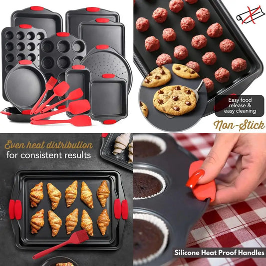 Nonstick 15 Piece Bakeware Set Muffin Pan And Cake Pan