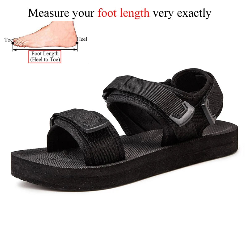 Sanzoog Men Velcro Sandals Adjustable Flat For Wide Foot