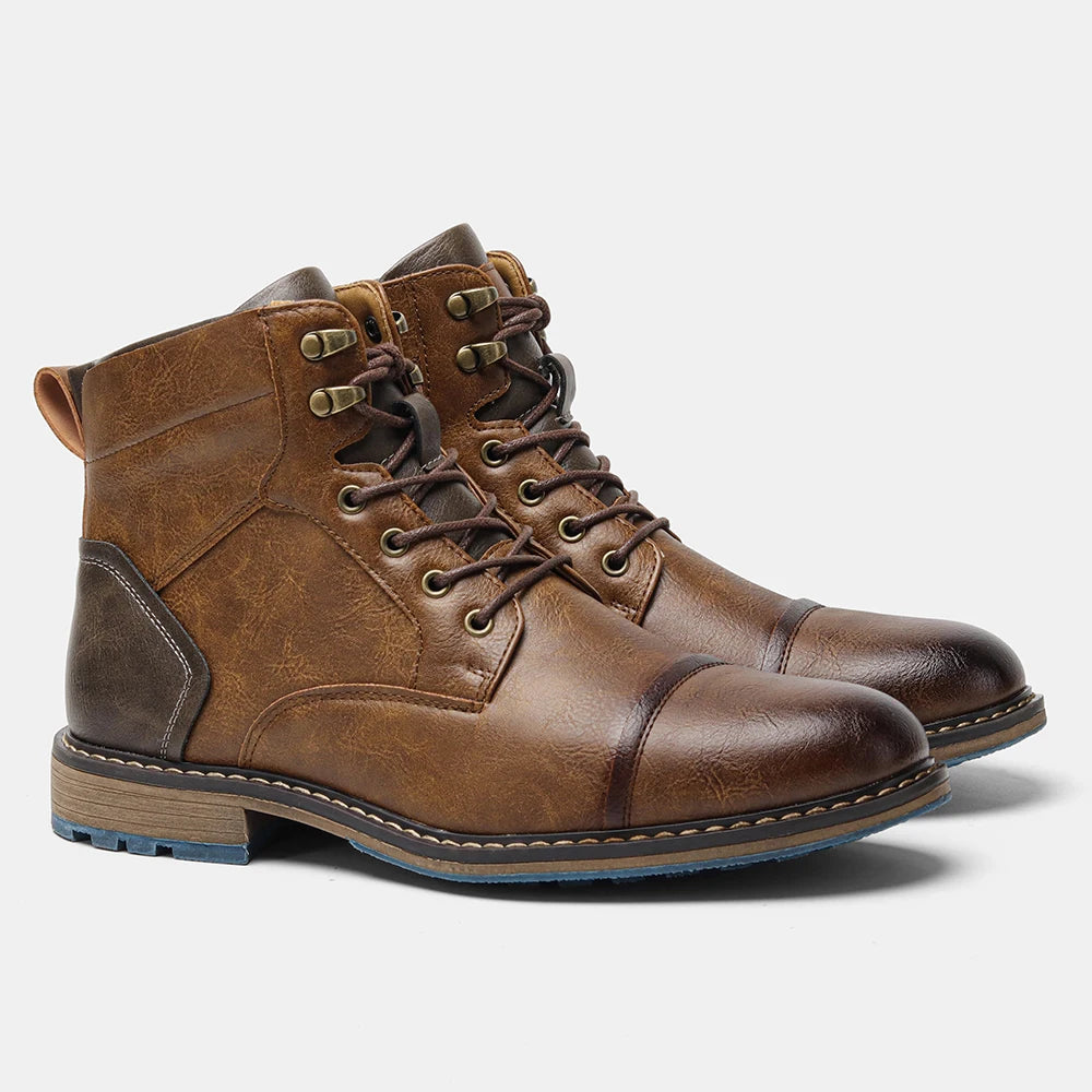 HecraftedCN Retro Leather Men Boots For Spring Season Comfort