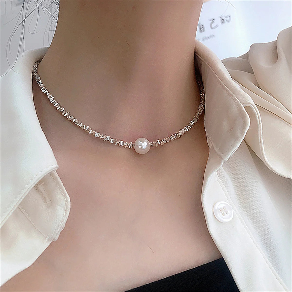 Rinhoo Pearl Tassel Necklace For Women Minimalist Jewelry