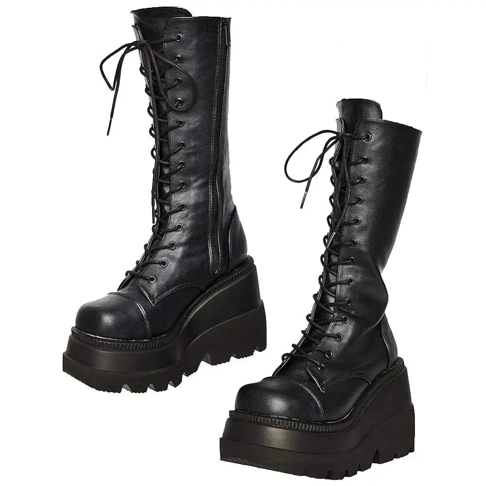DoraTasia Womens Gothic Fashion Boots Side Zipper