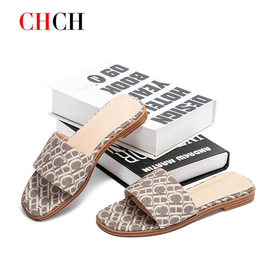 CHCHCN Womens Anti Slip Slippers With Letter Print