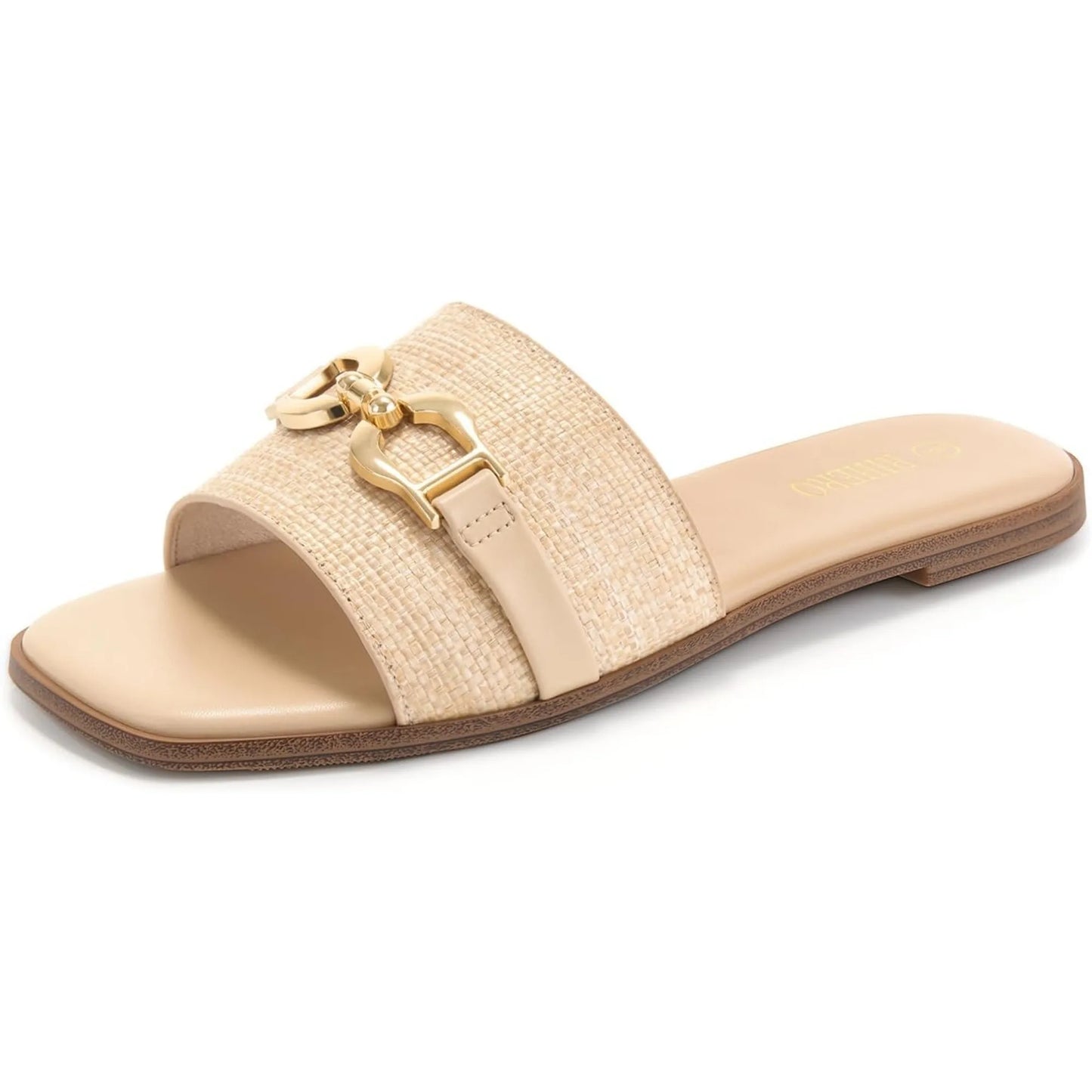 CN Fujian Womens Leather Flat Sandals Memory Foam Insole