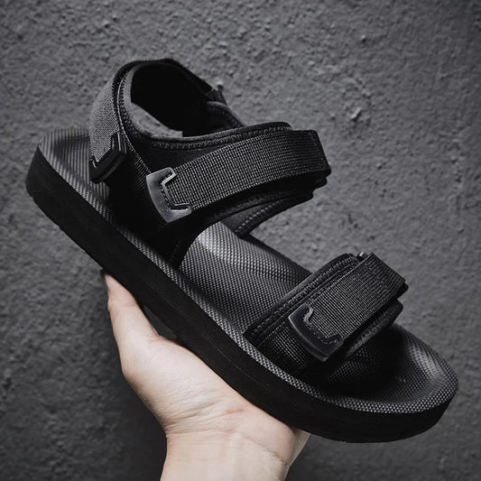 Sanzoog Men Velcro Sandals Adjustable Flat For Wide Foot