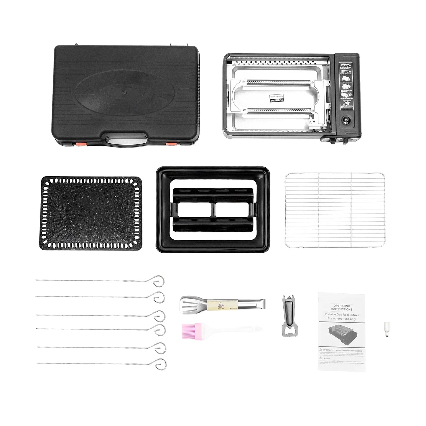 NONECN Portable Butane Camping Grill Stove With Grilling Net