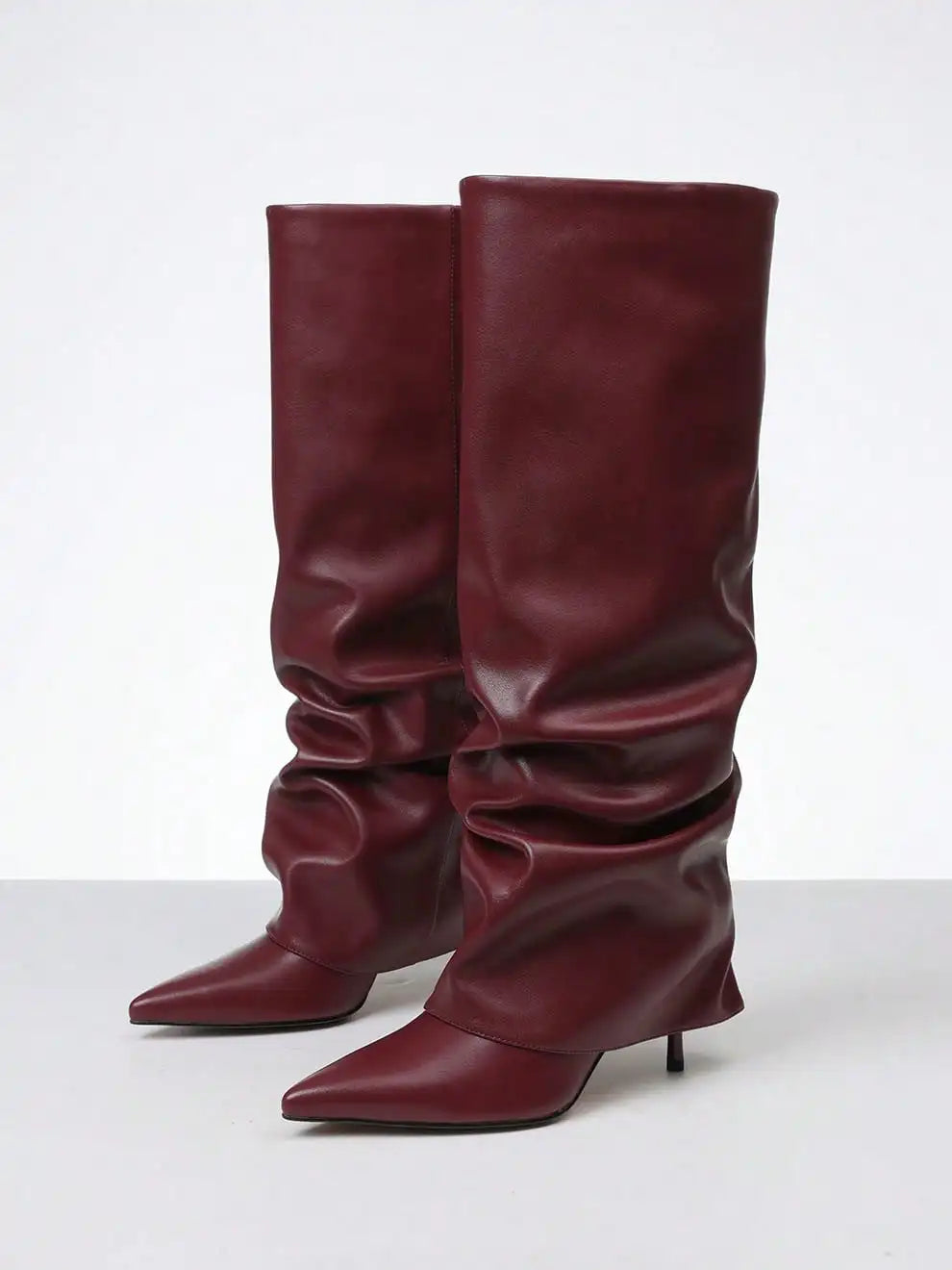 Elegant Women's Slouchy Knee High Stiletto Boots With Thin Heels
