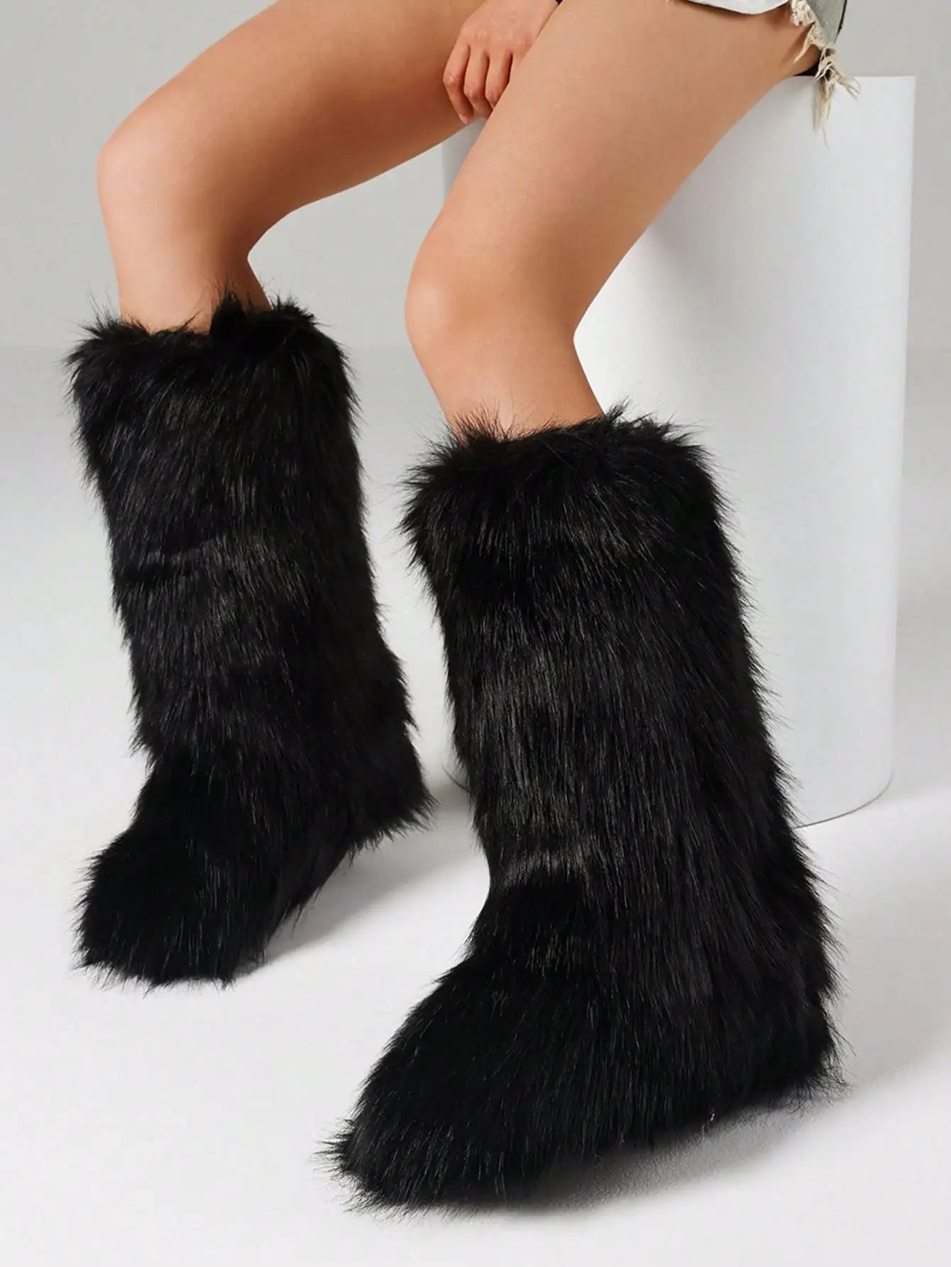 Furry Fluffy Women Snow Boots Warm Plush Winter Shoes