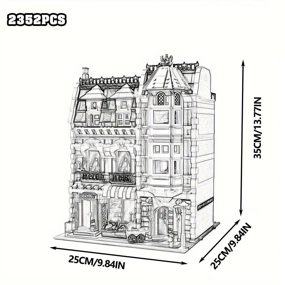 Town Hall Tudor Corner Brick Building Blocks Set For Kids