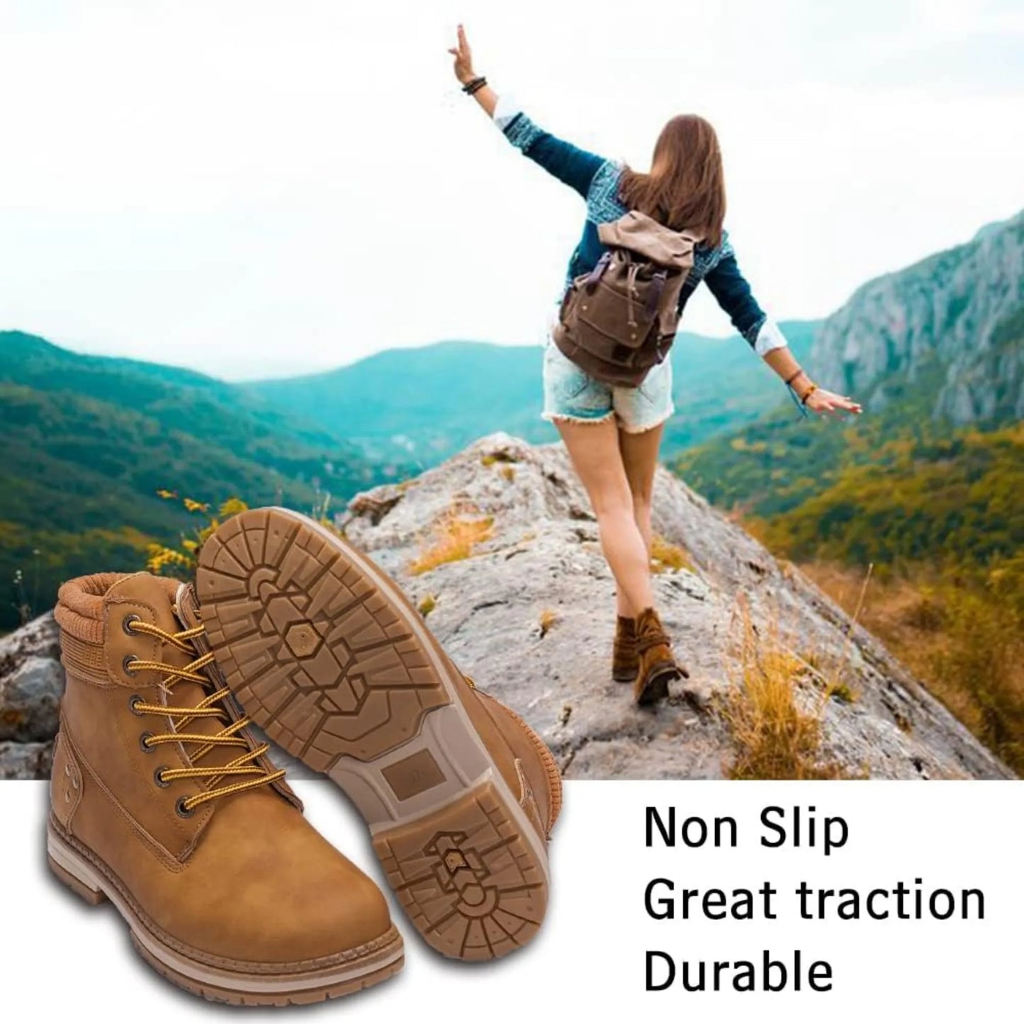 CN Fujian Women Waterproof Hiking Combat Boots Lace Up