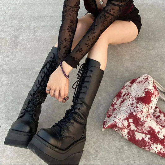 DoraTasia Womens Gothic Fashion Boots Side Zipper