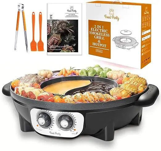2 In 1 Electric Smokeless GrillSystem For Hot Pot 110V