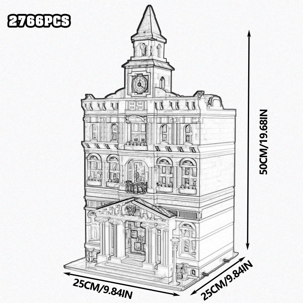 Town Hall Tudor Corner Brick Building Blocks Set For Kids