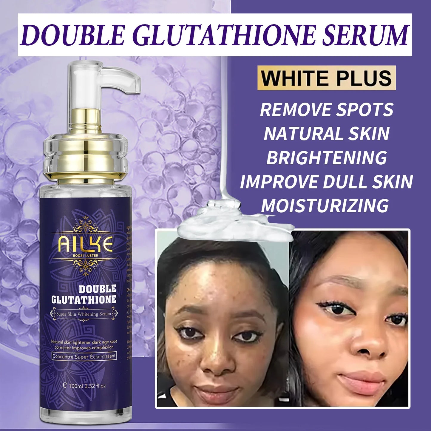 AILKE Hydrating Brightening Serum With Collagen Glutathione For Face