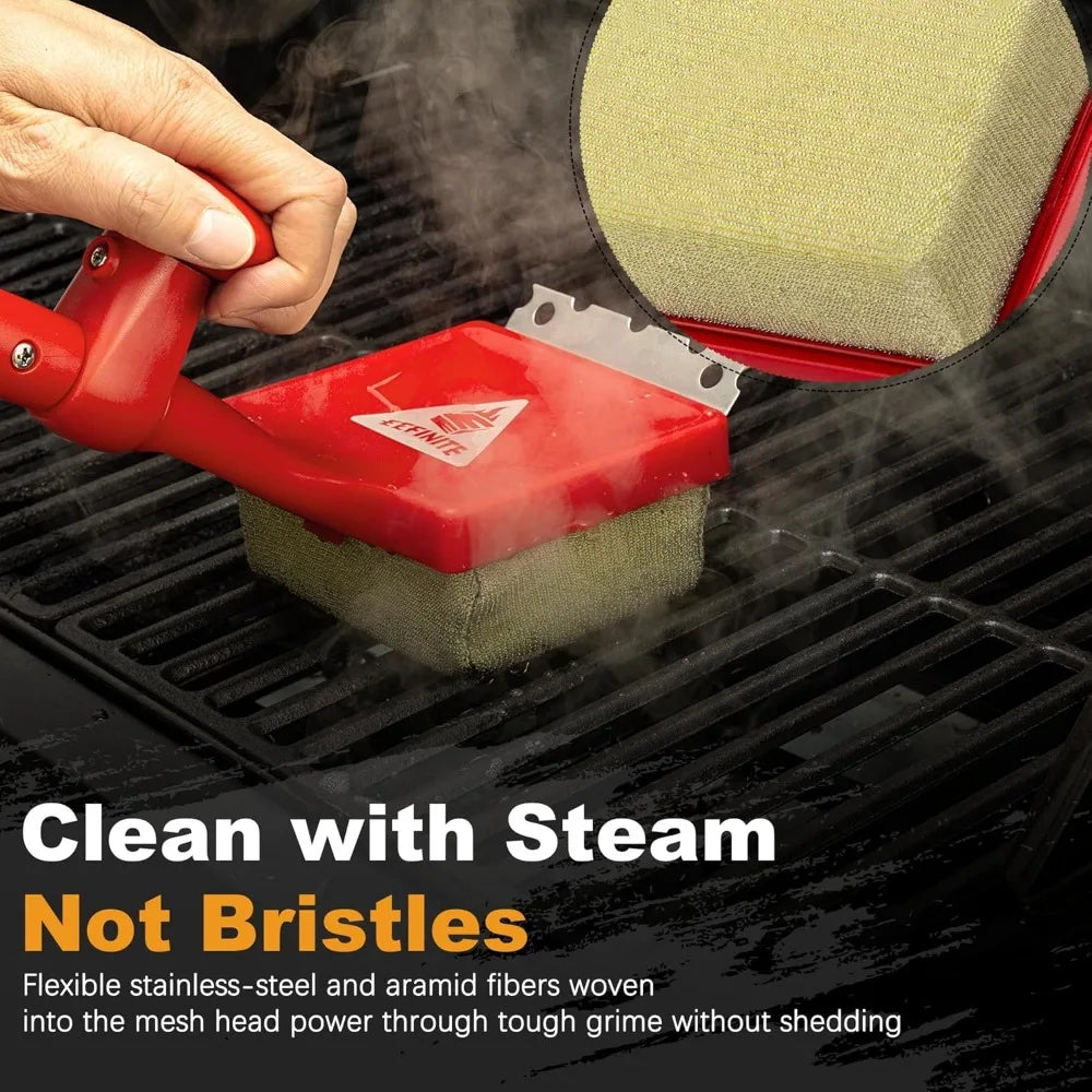 EEFINITE Steam Grill Cleaner Brush With Replacement Scrub Sponge