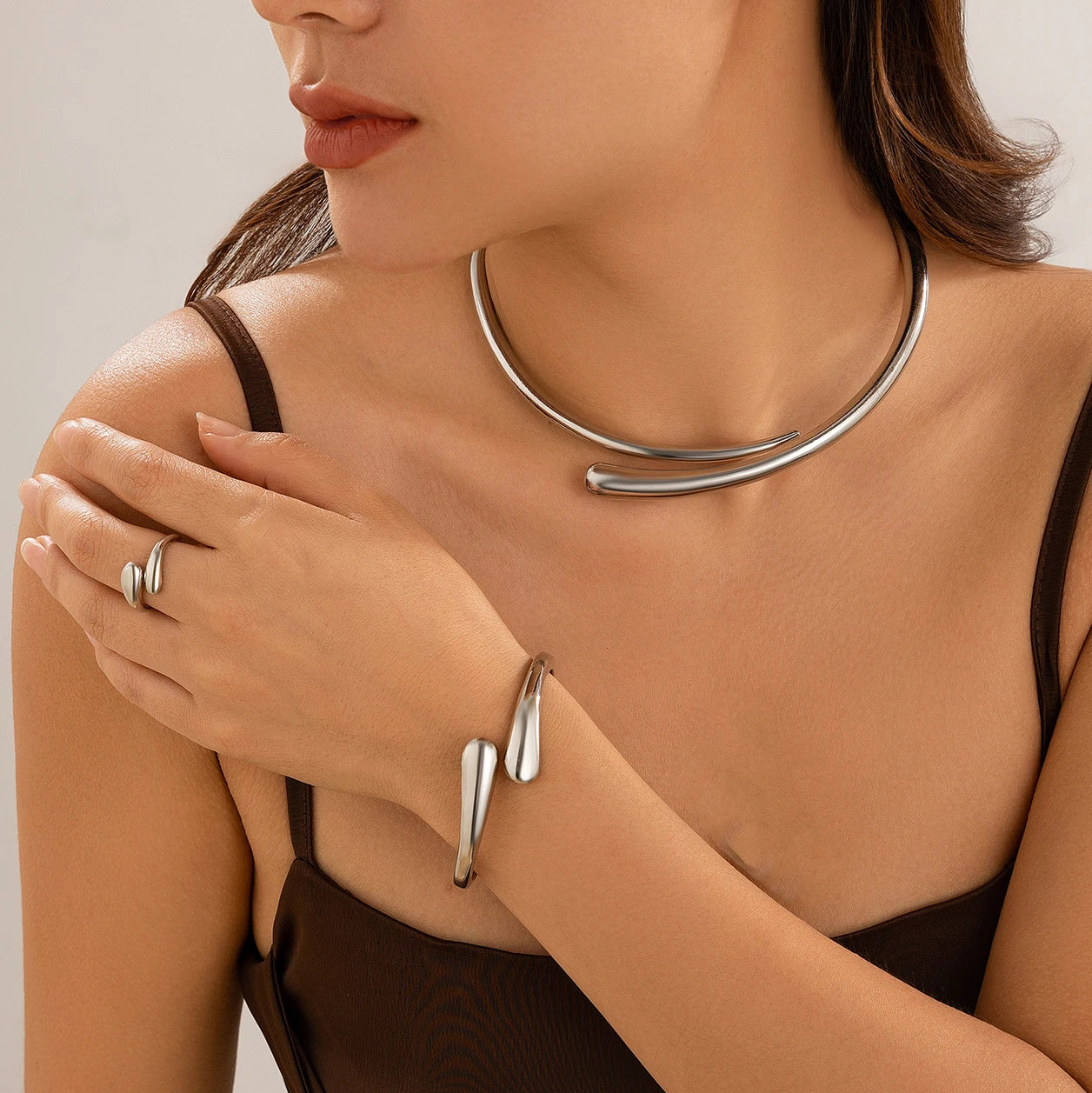 Ingemark Punk Water Drop Choker Necklace Bangle Rings