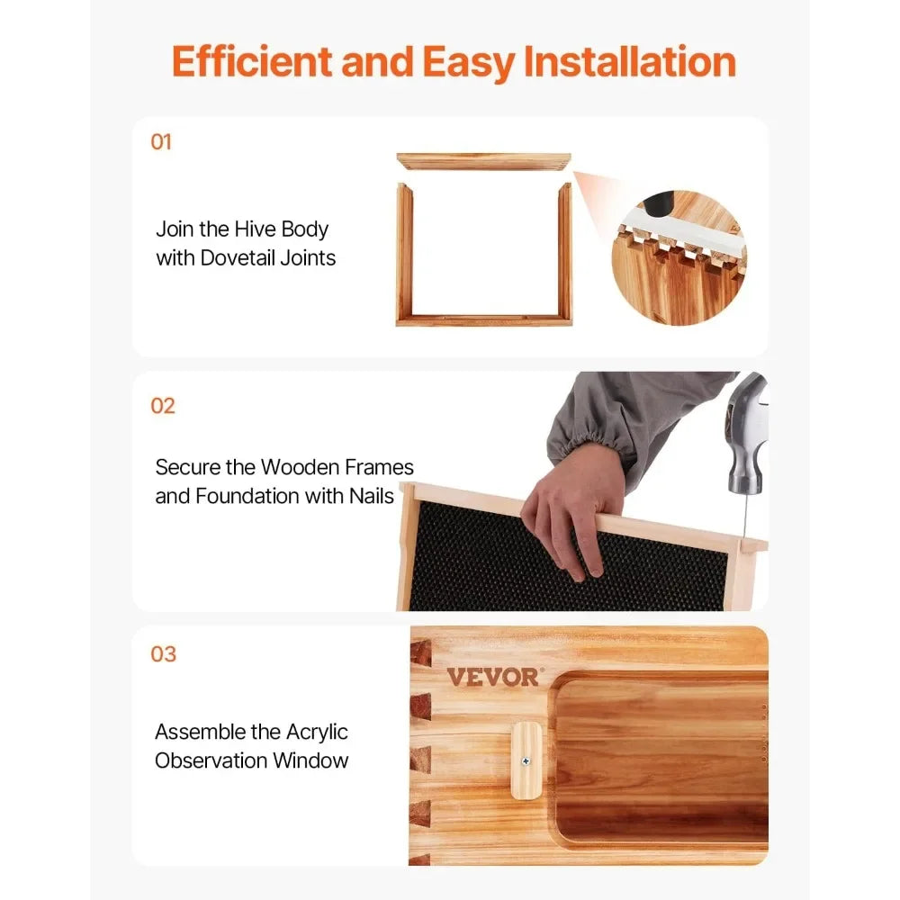 XMSJ Beehive Starter Kit Langstroth Beekeeping Beeswax