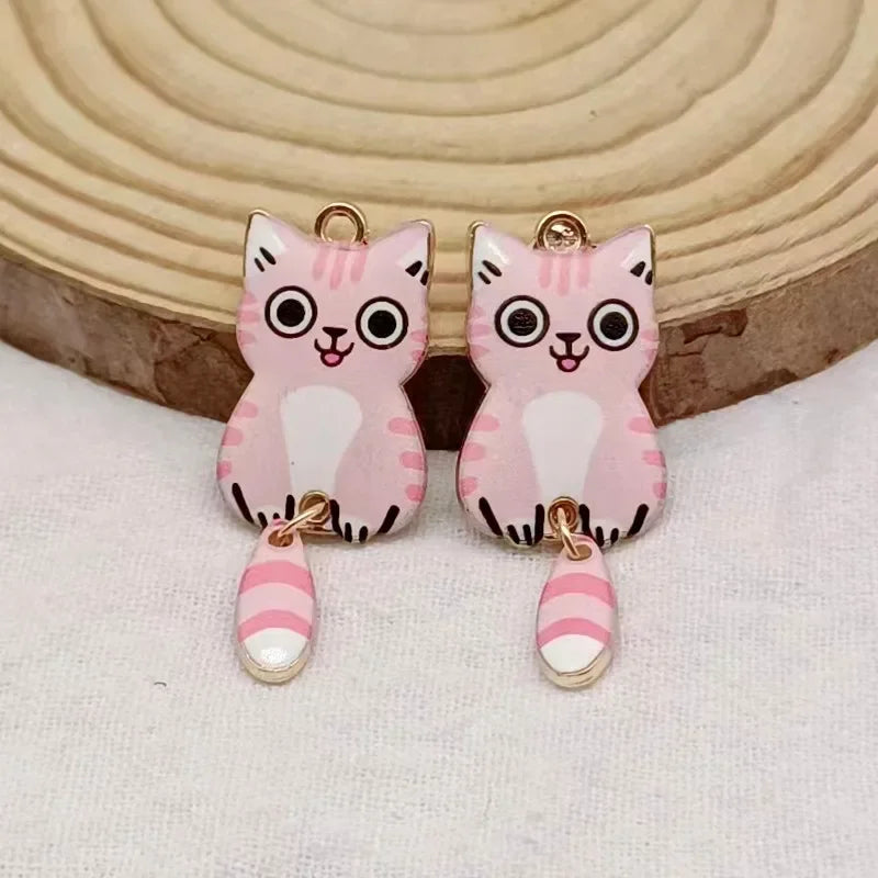 Charms Enamel Cat Charms for Jewelry Making Pendants