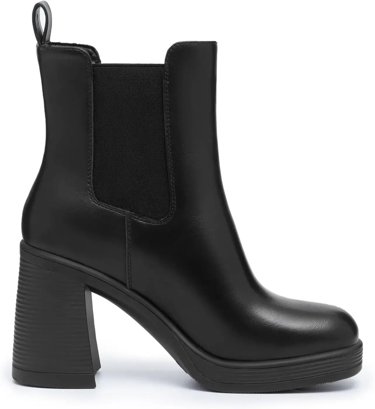 Athlefit Womens Chelsea Platform Boots High Chunky Heel Square Toe
