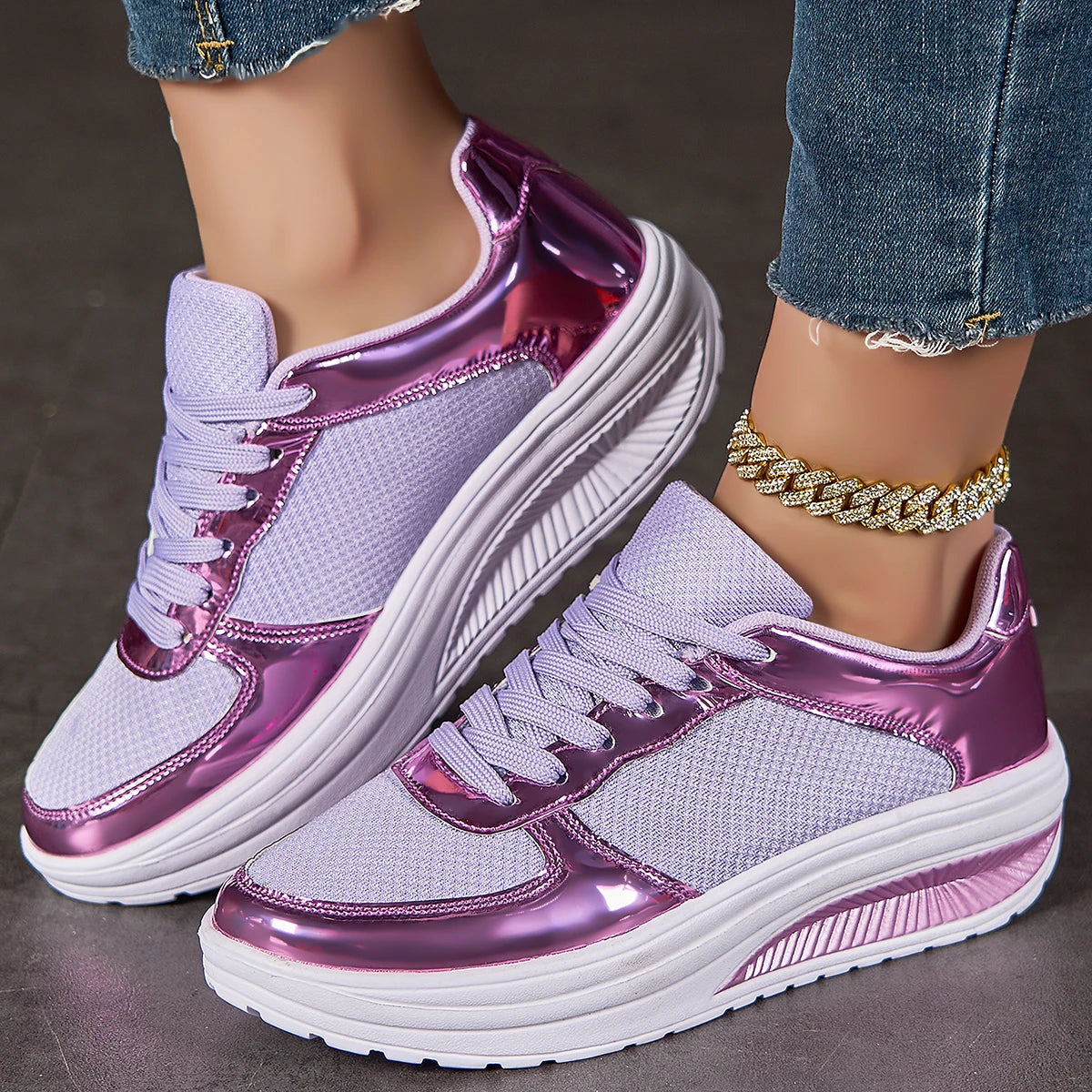 Women Glitter Sneakers Casual Fashion Lightweight Walking Shoes