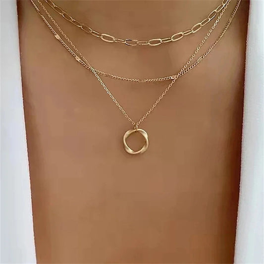 SUMENG Multilayer Necklace Circle Pendant Jewelry Gifts