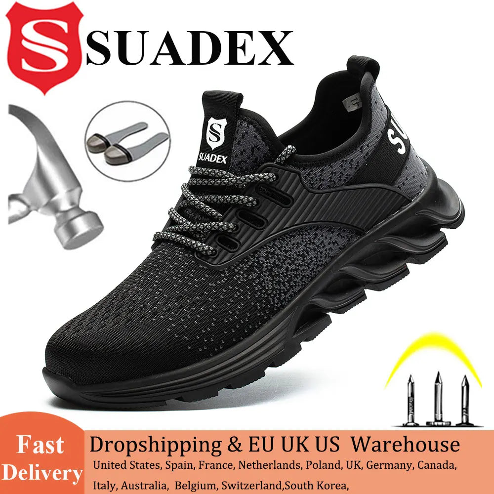 SUADEX Unisex Safety Shoes Steel Toe Work Boots Breathable